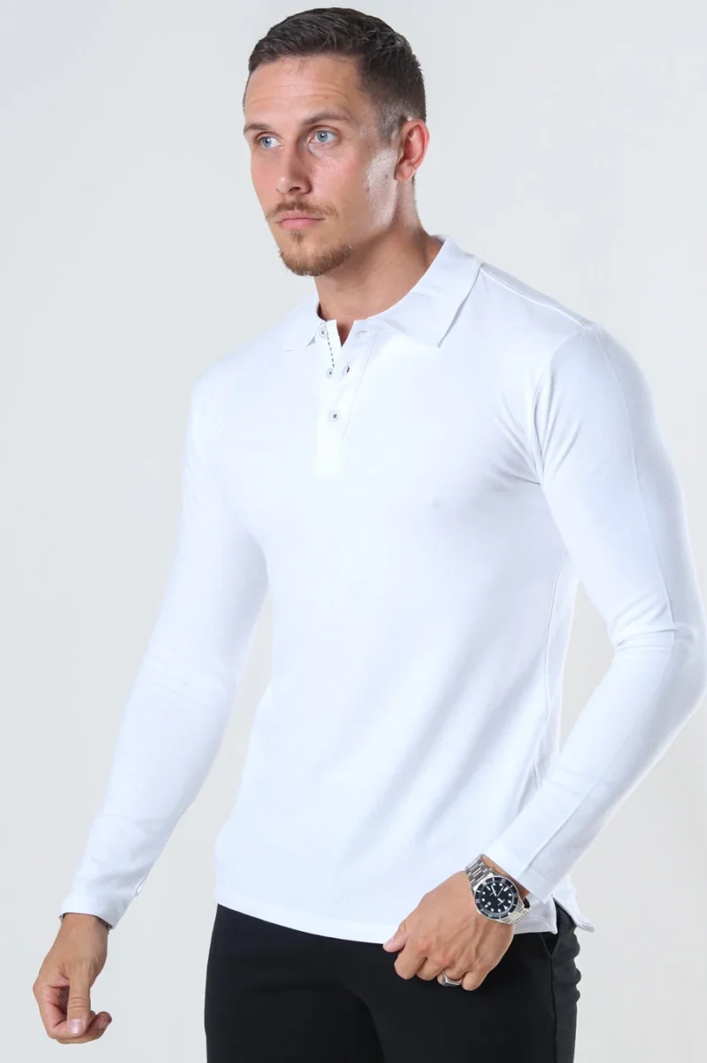 Muscle Fit Polo LS White - Bild 2