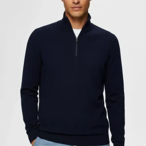 Selected Berg Half Zip Knit Navy Blazer Melange