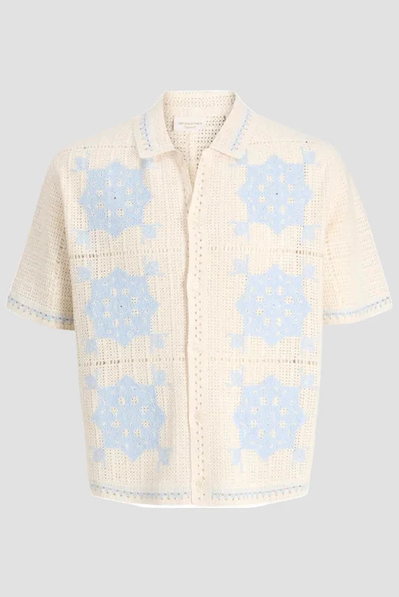 Jack & Jones Orchard Knit Crochet Polo Sea Salt - Bild 8
