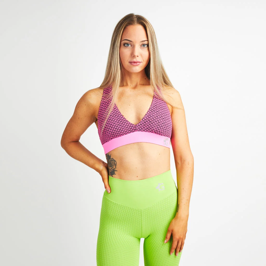 Sport-bh med Honeycomb-mönster, Rosa - Bild 4