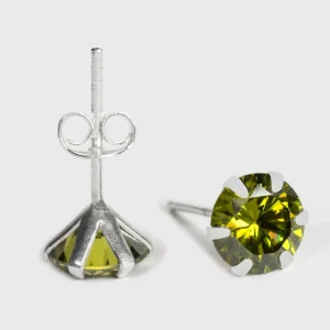 Grön Zirkon och Silver Stiftörhängen