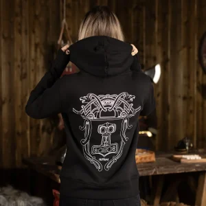 Premium Zip Hoodie Dam, Mjölnir, Svart