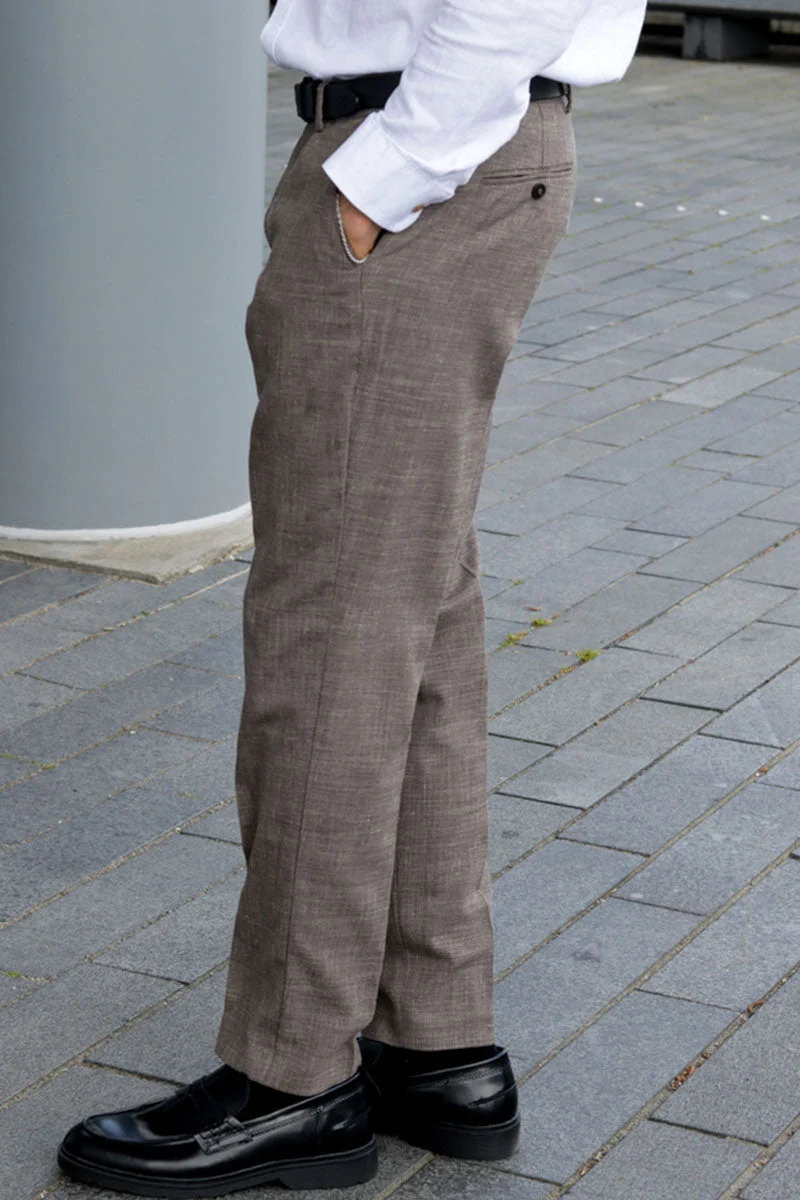 Selected SLIM OASIS LINEN PANTS Dark Sand Melange - Bild 5