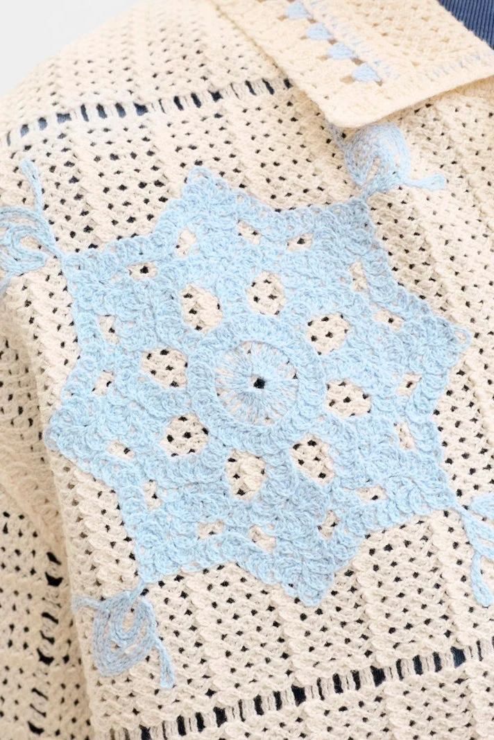 Jack & Jones Orchard Knit Crochet Polo Sea Salt - Bild 6
