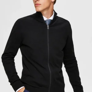 Selected BERG FULL ZIP CARDIGAN Black