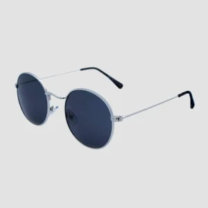 CBA Classic Round Metal Sunglasses 8249 Silver Grey