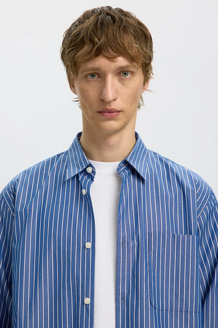Selected Relaxed Sander Isak Poplin LS Shirt Limoges - Bild 4