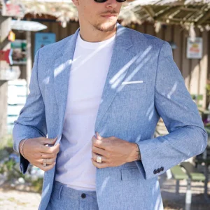 Jack & Jones Riviera Linen Blazer Nautical Blue