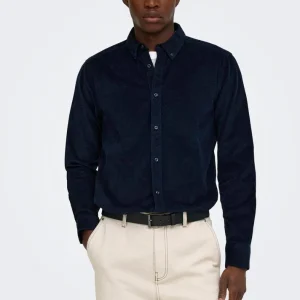 Only & Sons Michael Regular Cord Stretch LS Dark Sapphire