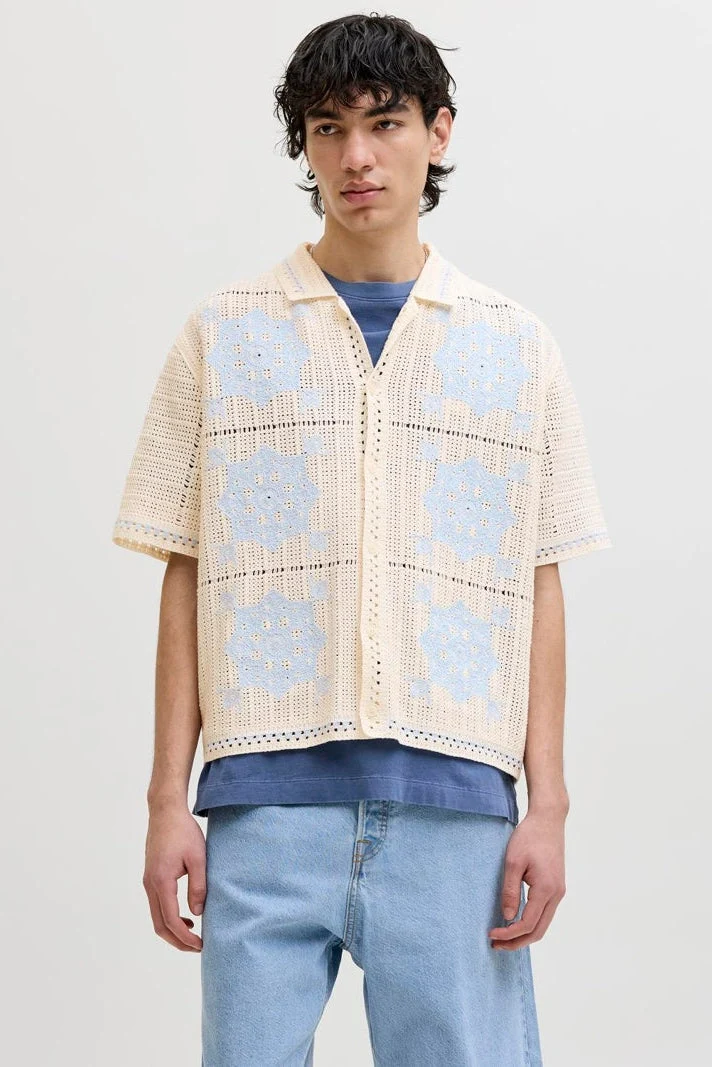 Jack & Jones Orchard Knit Crochet Polo Sea Salt - Bild 2