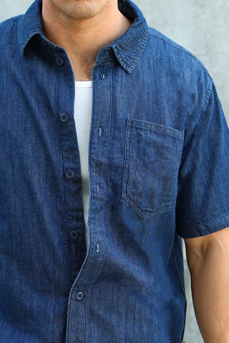 Solid Rogue Short Sleeve Shirt Middle Blue Denim - Bild 4