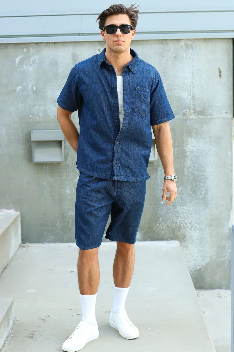Solid Rogue Short Sleeve Shirt Middle Blue Denim - Bild 3