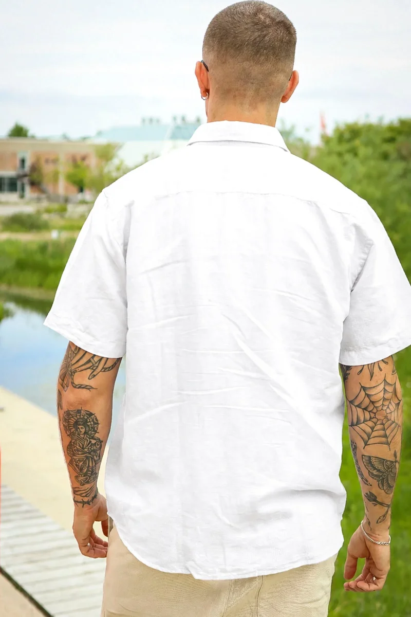 Selected Clay Linenblend SS Shirt Bright White - Bild 5