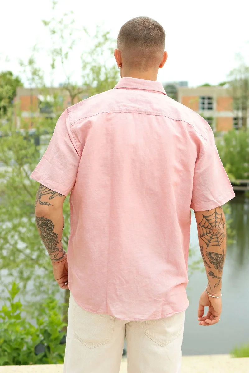 Selected Clay Linenblend SS Shirt Rose Dawn - Bild 6