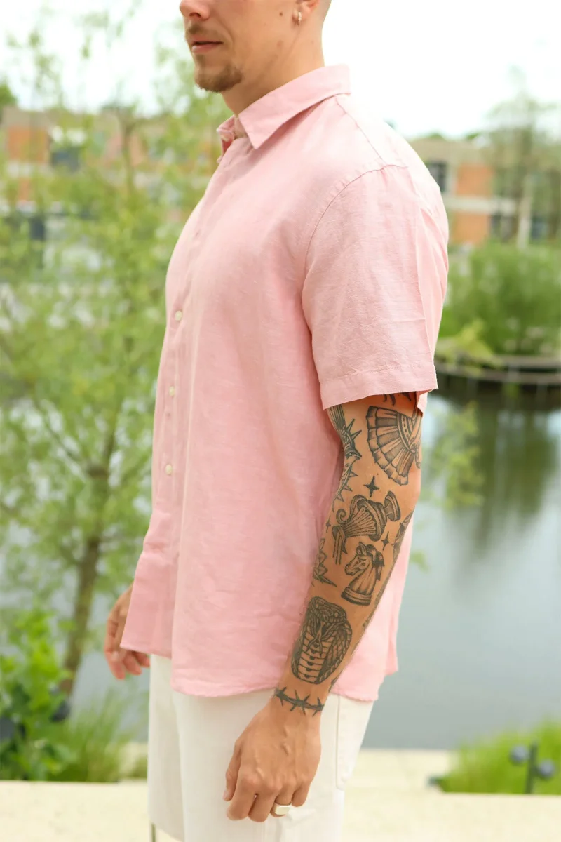 Selected Clay Linenblend SS Shirt Rose Dawn - Bild 5