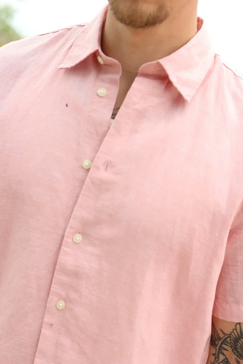 Selected Clay Linenblend SS Shirt Rose Dawn - Bild 4