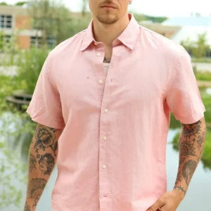 Selected Clay Linenblend SS Shirt Rose Dawn