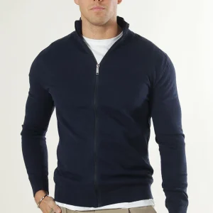 Selected BERG FULL ZIP CARDIGAN Navy Blazer Melange