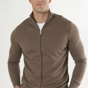 Selected BERG FULL ZIP CARDIGAN Teak Melange