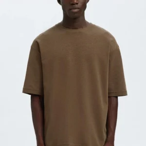 Selected Loose Oscar SS O-Neck Tee Chocolate Chip