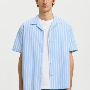 Selected Relaxed Holger Mix SS Shirt Cashmere Blue