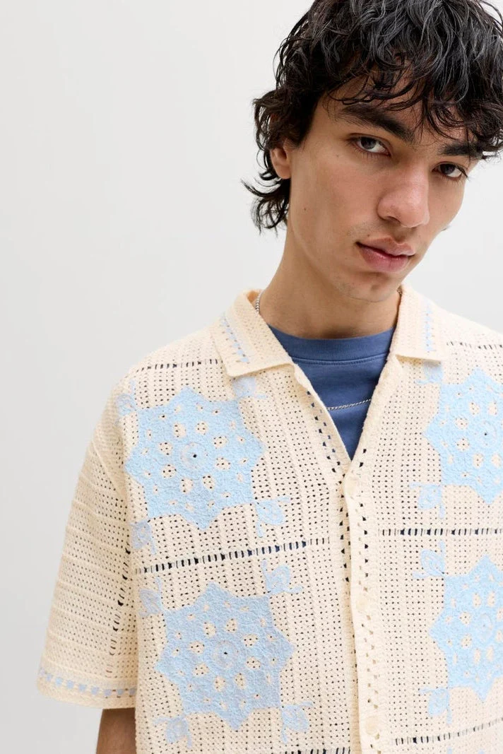 Jack & Jones Orchard Knit Crochet Polo Sea Salt - Bild 5
