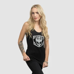 Premium Tanktop för kvinnor, Clan Helmet, svart