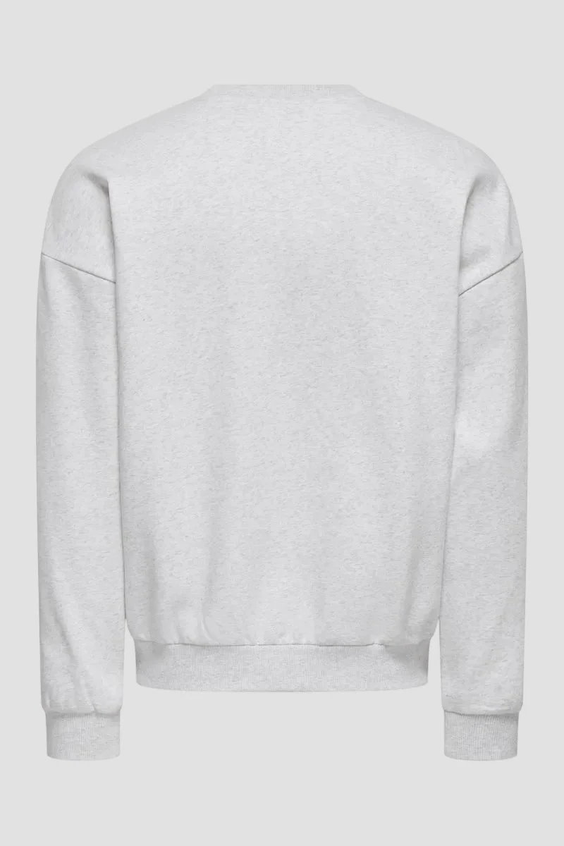 Only & Sons Ceres Ovz Långärmad Sweatshirt Super Light Grey Melange - Bild 5