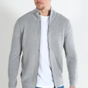 Solid Valencia Knit Full Zip Light Grey Melange