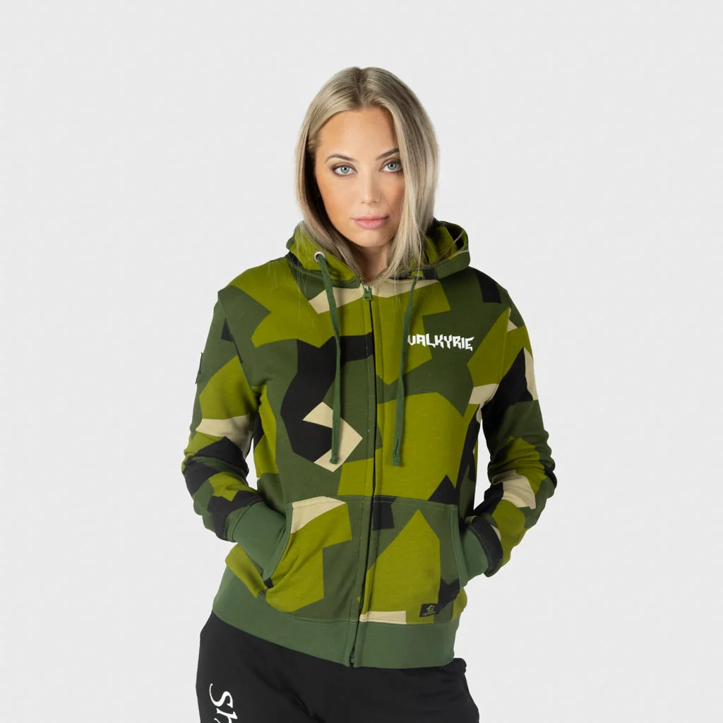 Premium Zip Hoodie Dam, Valkyrie, M90 Grön Camo - Bild 3