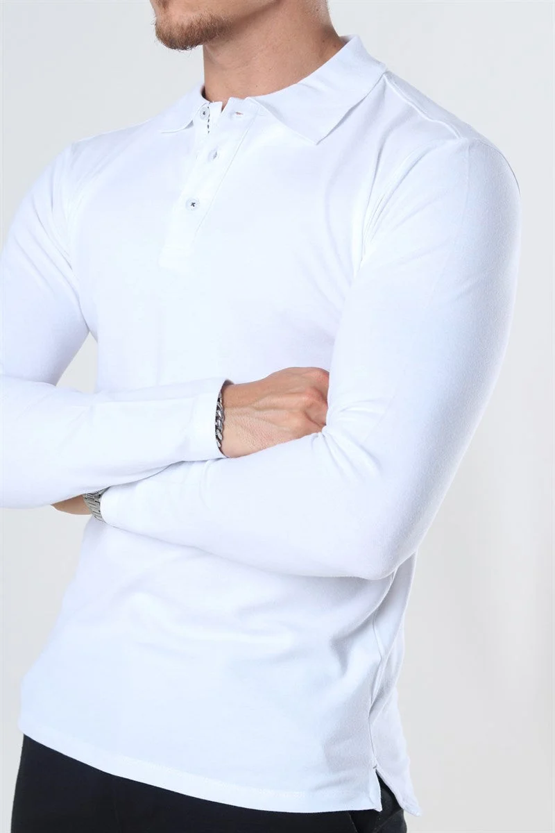 Muscle Fit Polo LS White - Bild 4
