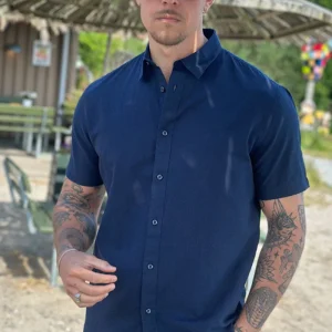 Selected Regular New Linen Shirt SS Sky Captain