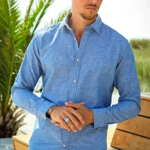 Selected Slim Sun Linen Shirt LS Medium Blue Denim