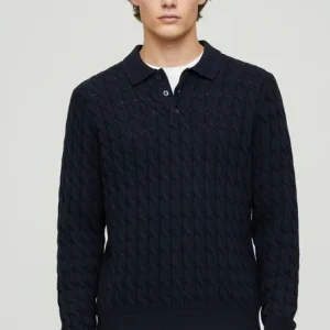 ONLY & SONS Kicker Cabel Polo Knit Dark Navy