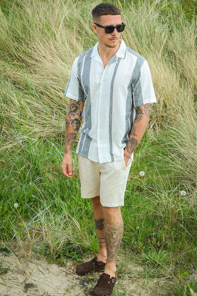 ONLY & SONS Caiden SS Stripe Linen Resort Shirt Cloud Dancer - Bild 3