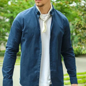 Solid Val Oxford Stretch Shirt LS Insignia Blue