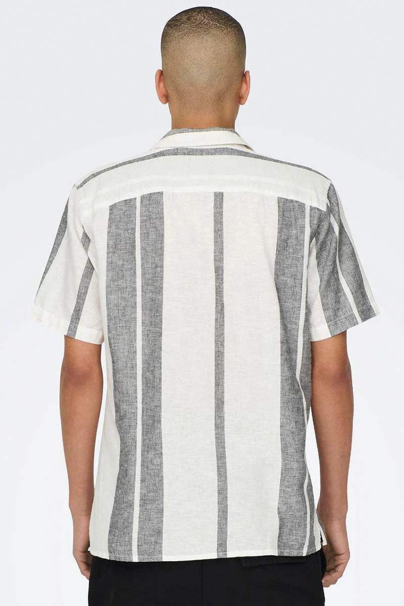 ONLY & SONS Caiden SS Stripe Linen Resort Shirt Cloud Dancer - Bild 5