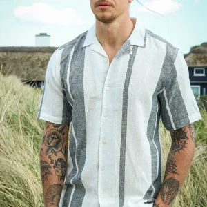 ONLY & SONS Caiden SS Stripe Linen Resort Shirt Cloud Dancer