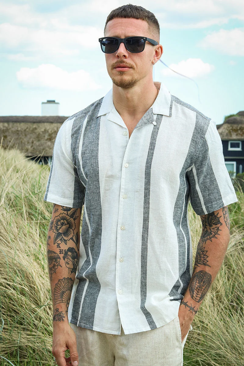 ONLY & SONS Caiden SS Stripe Linen Resort Shirt Cloud Dancer - Bild 2