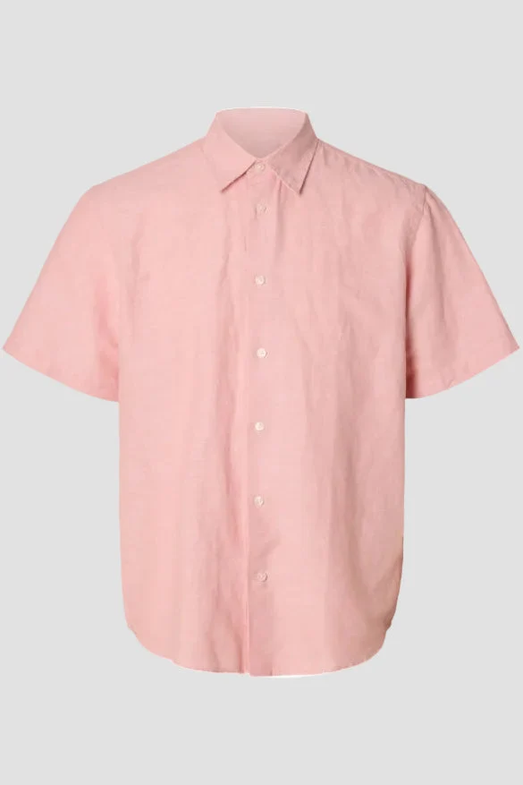 Selected Clay Linenblend SS Shirt Rose Dawn - Bild 7