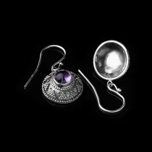 Premium Granulation Örhängen, Ametist Silver